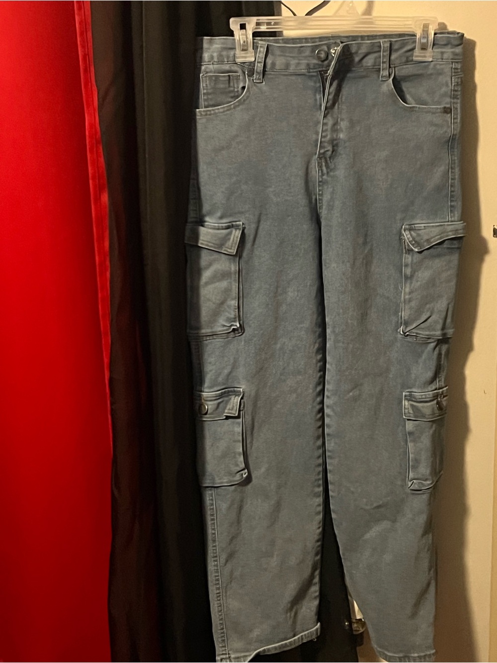 Women Light Blue Cargo Jeans – Classic Utility Style